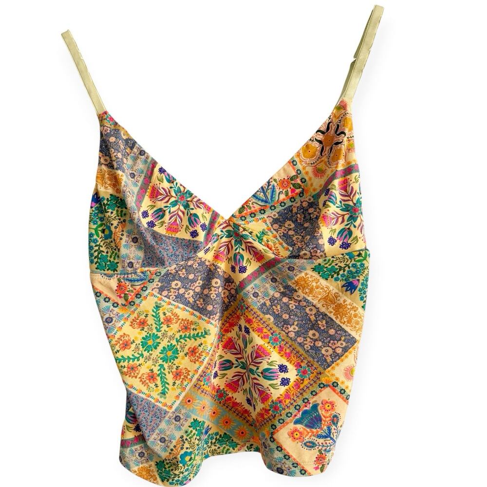 NWOT Natural Life Floral Patchwork Stretchy Camisole Tank Top Women’s Size Small
